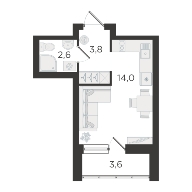 Продам студию 24 м², этаж 7/19 Екатеринбург - изображение 1