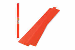 Цветная бумага крепированная плотная, растяжение до 45%, 32 г/м2, BRAUBERG рулон, оранжевая, 50х250 см, 126530