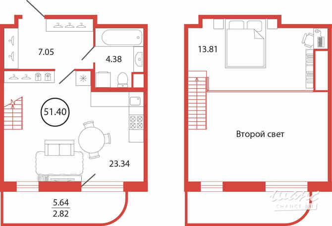 1-к квартира, 51.4 м², этаж 1/12 Бугры - изображение 3