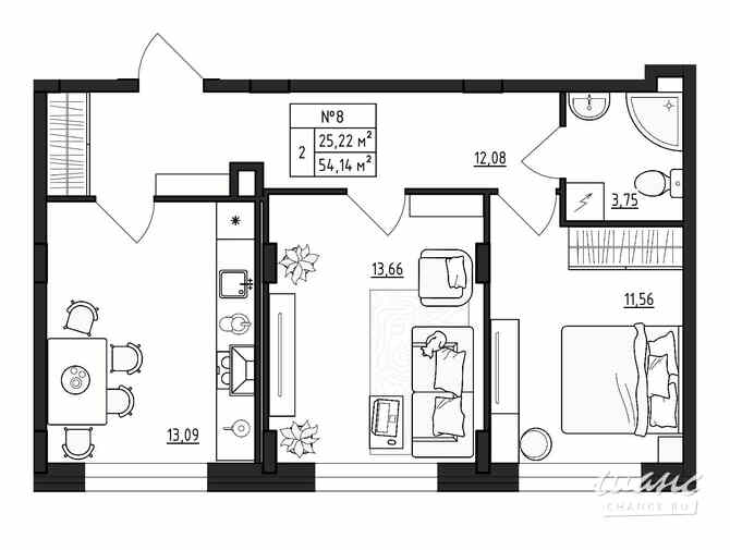 2-к квартира, 54.14 м², этаж 1/4 Выборг - изображение 3