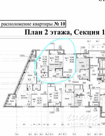 1-к квартира, 22.01 м², этаж 2/15 Санкт-Петербург - изображение 4