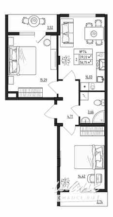 2-к квартира, 56.75 м², этаж 4/4 Выборг - изображение 3