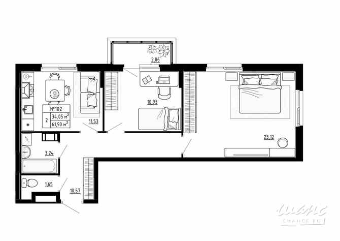 2-к квартира, 61.9 м², этаж 4/4 Ломоносов - изображение 3