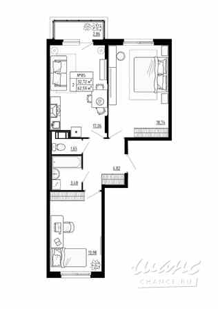 2-к квартира, 62.59 м², этаж 4/4 Ломоносов - изображение 3