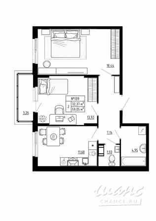 2-к квартира, 59.05 м², этаж 4/4 Ломоносов - изображение 3