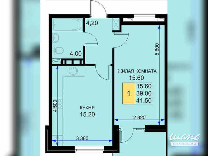 1-к квартира, 41.5 м², этаж 7/8 Москва - изображение 1