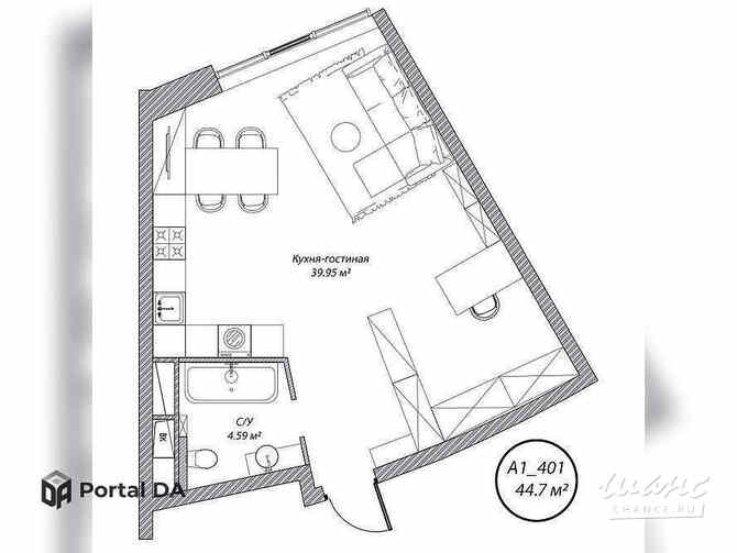 1-к квартира, 44.7 м², этаж 1/10 Москва - изображение 1