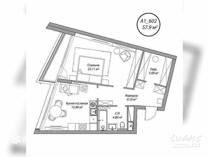 2-к квартира, 57.9 м², этаж 6/10 Москва - изображение 1