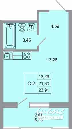 1-к квартира, 23.91 м², этаж 12/17 Бугры - изображение 1