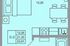 1-к квартира, 23.91 м², этаж 17/17