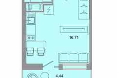 1-к квартира, 23.5 м², этаж 3/15