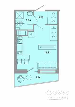 1-к квартира, 23.5 м², этаж 3/15 Бугры - изображение 1