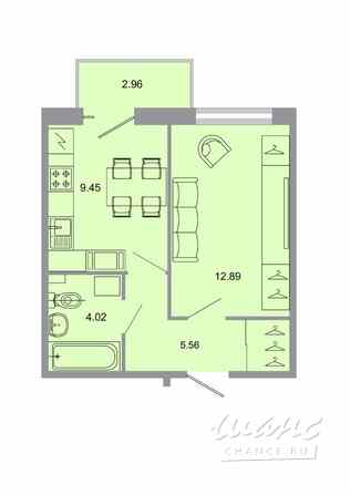 1-к квартира, 32.1 м², этаж 7/15 Бугры - изображение 1