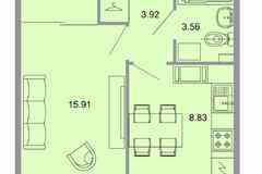 1-к квартира, 31.3 м², этаж 1/15