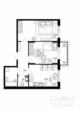 2-к квартира, 59.02 м², этаж 4/4 Ломоносов - изображение 3