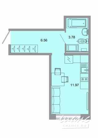 1-к квартира, 21.7 м², этаж 1/15 Бугры - изображение 1