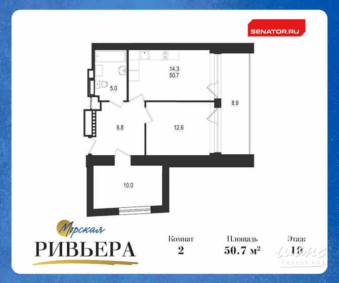 2-к квартира, 59.6 м², этаж 10/12 Зеленогорск - изображение 1