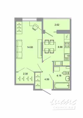 1-к квартира, 34.8 м², этаж 15/15 Бугры - изображение 1