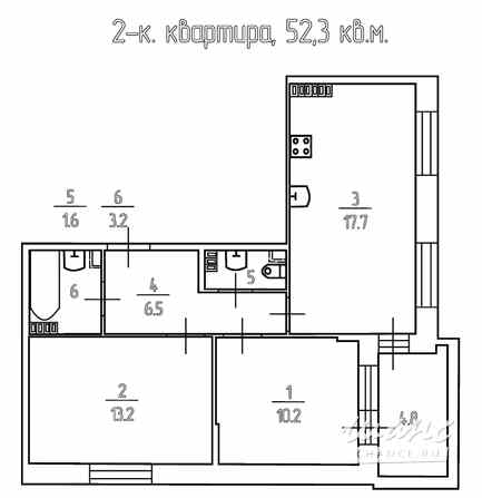 2-к квартира, 52.3 м², этаж 5/5 Санкт-Петербург - изображение 3