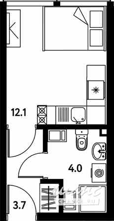 1-к квартира, 19.8 м², этаж 4/10 Санкт-Петербург - изображение 3