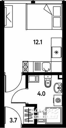 1-к квартира, 19.8 м², этаж 4/10 Санкт-Петербург - изображение 3