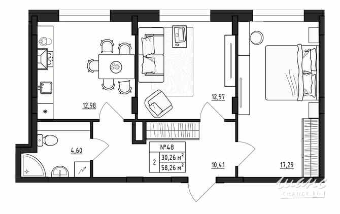 2-к квартира, 58.26 м², этаж 1/4 Выборг - изображение 3