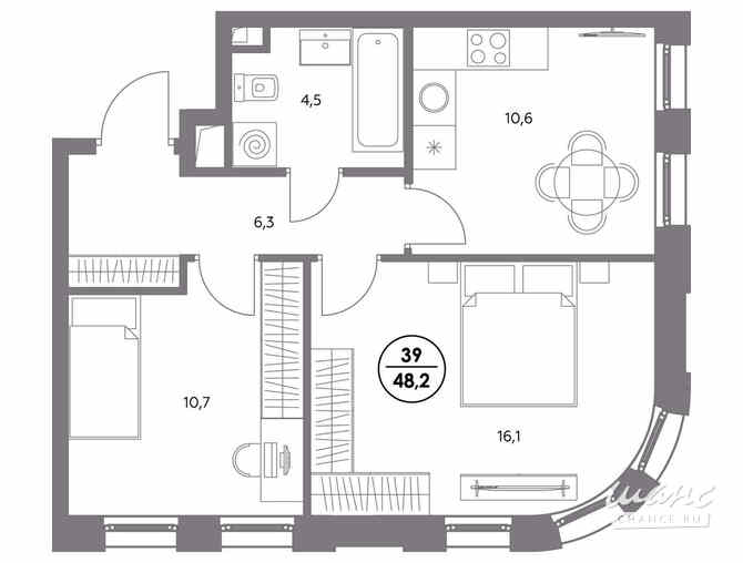 2-к квартира, 48.2 м², этаж 13/19 Москва - изображение 3