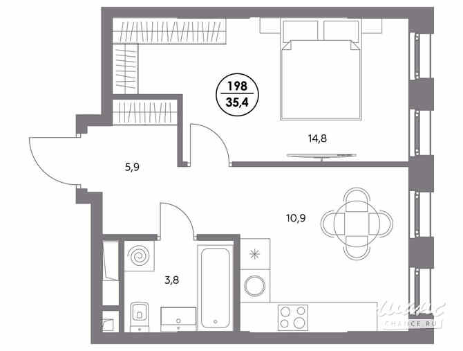 1-к квартира, 35.4 м², этаж 20/23 Москва - изображение 3