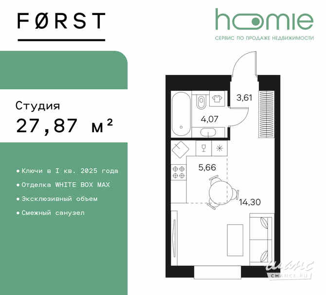 1-к квартира, 27.87 м², этаж 7/20 Москва - изображение 3