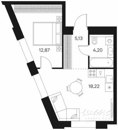 1-к квартира, 40.42 м², этаж 13/20 Москва - изображение 3