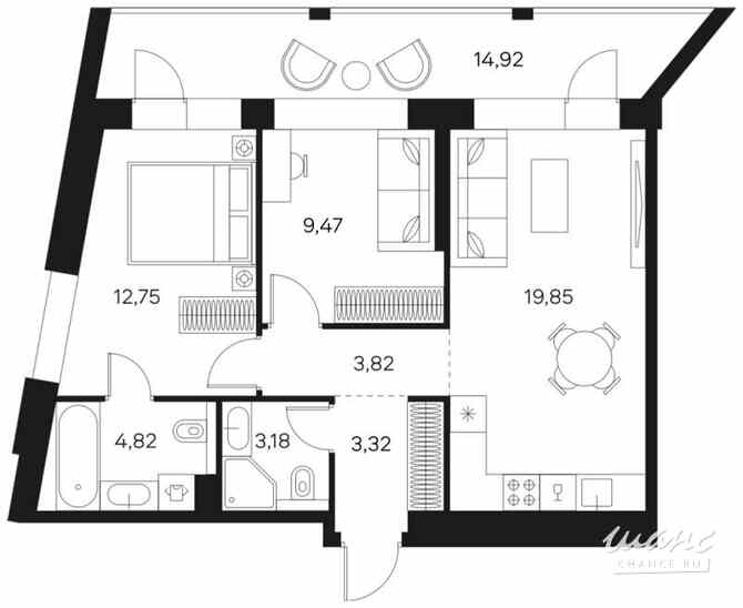 2-к квартира, 64.29 м², этаж 4/20 Москва - изображение 3