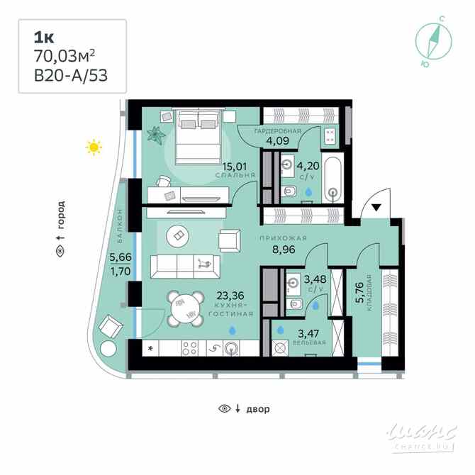 1-к квартира, 70.03 м², этаж 11/13 Москва - изображение 3