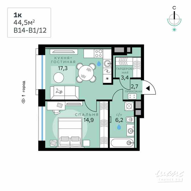 1-к квартира, 44.5 м², этаж 2/10 Москва - изображение 3