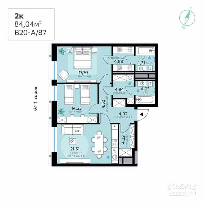 2-к квартира, 84.04 м², этаж 5/13 Москва - изображение 3