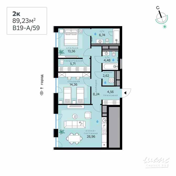 2-к квартира, 89.23 м², этаж 1/12 Москва - изображение 3