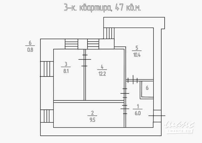 3-к квартира, 47 м², этаж 3/6 Санкт-Петербург - изображение 3