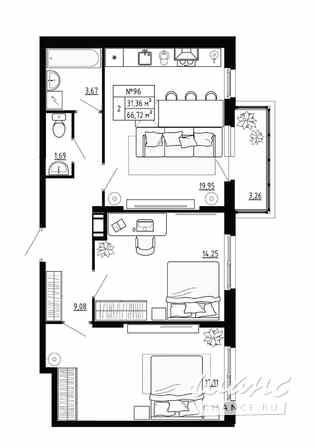 2-к квартира, 66.72 м², этаж 2/4 Ломоносов - изображение 3