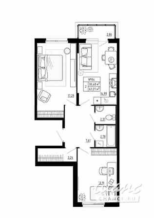 2-к квартира, 62.27 м², этаж 2/4 Ломоносов - изображение 3