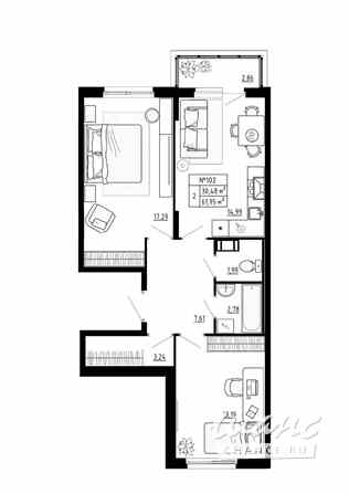 2-к квартира, 61.95 м², этаж 4/4 Ломоносов - изображение 3