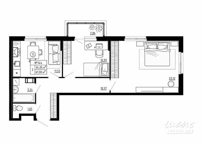 2-к квартира, 61.9 м², этаж 4/4 Ломоносов - изображение 3