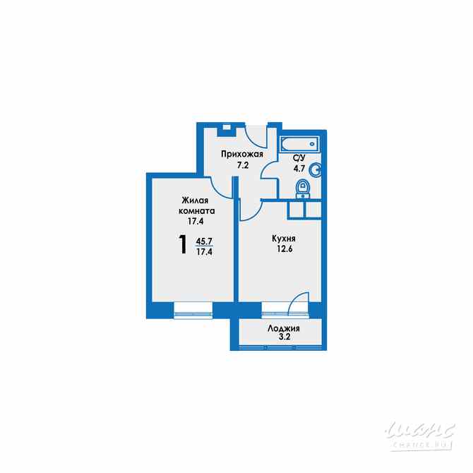 1-к квартира, 45.3 м², этаж 4/8 Дзержинский - изображение 3