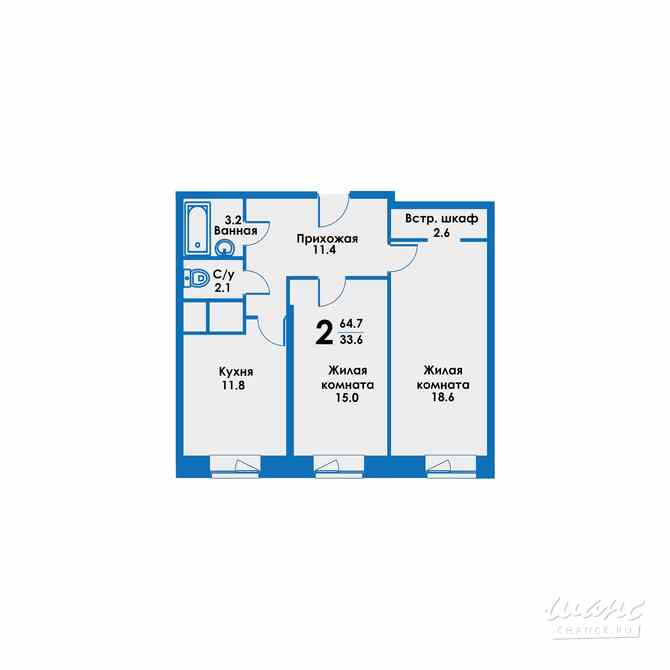 2-к квартира, 65.7 м², этаж 6/8 Дзержинский - изображение 3