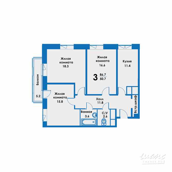 3-к квартира, 83.4 м², этаж 3/8 Дзержинский - изображение 3