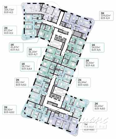 1-к квартира, 58.73 м², этаж 2/12 Москва - изображение 1