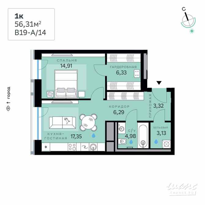 1-к квартира, 56.31 м², этаж 3/12 Москва - изображение 3