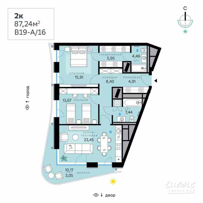 2-к квартира, 87.24 м², этаж 4/12 Москва - изображение 3