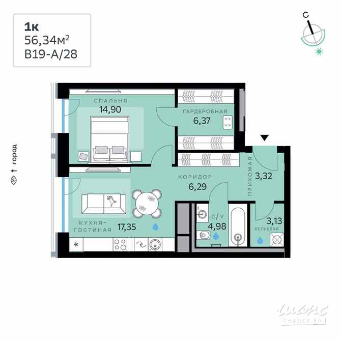 1-к квартира, 56.34 м², этаж 5/12 Москва - изображение 3