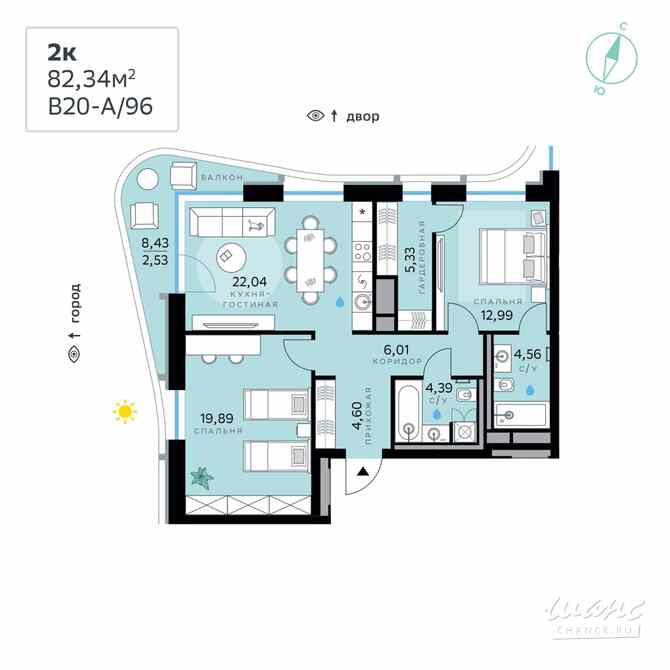 2-к квартира, 82.34 м², этаж 6/13 Москва - изображение 3