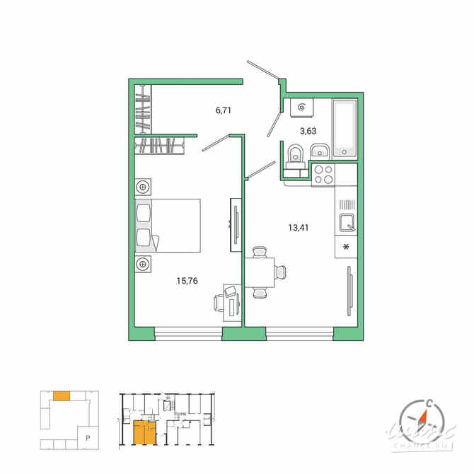 1-к квартира, 39.8 м², этаж 1/7 Санкт-Петербург - изображение 3