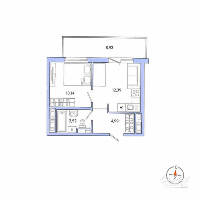 1-к квартира, 34.7 м², этаж 4/8 Санкт-Петербург - изображение 3